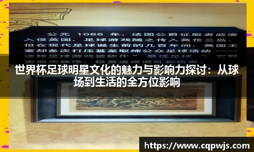 世界杯足球明星文化的魅力与影响力探讨：从球场到生活的全方位影响